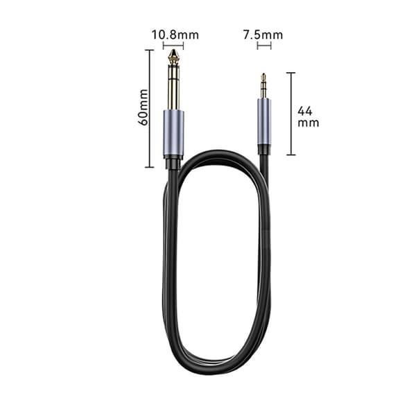 Dobbeltskjermet lydkabel 3.5mm til 6.5mm Stereolyd for Miksere, Gitarer og Keyboard 5 m