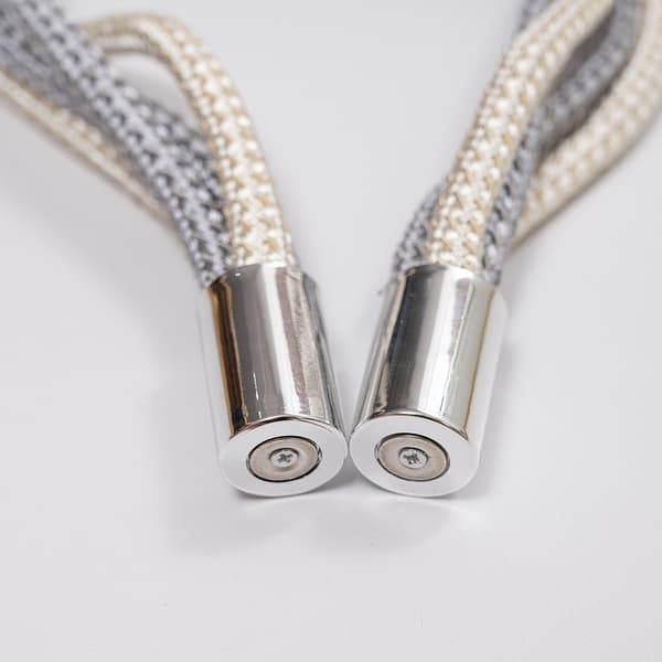 Flätade Magnetiska Gardinfästen, 2-pack White+Grey