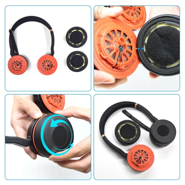 Ørepuder til Jabra Evolve 75 / 75+ / 75 UC / 75MS Black
