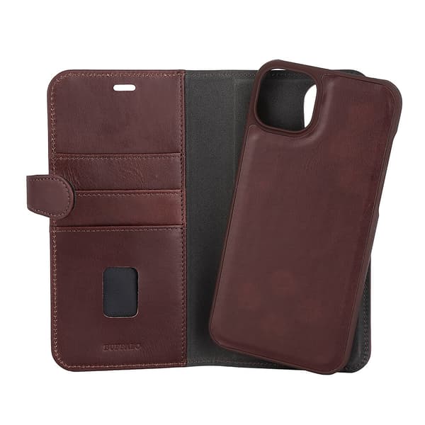 2in1 Wallet Leather 3 card iPhone 14 Plus Brown