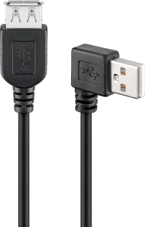 USB-A-förlängningskabel 90°, 0,3 m, svart
