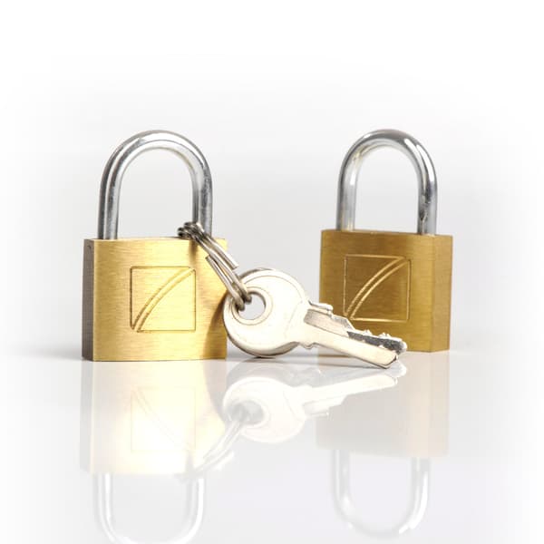 2 x Security suitcase Padlock, 20mm - solid brass