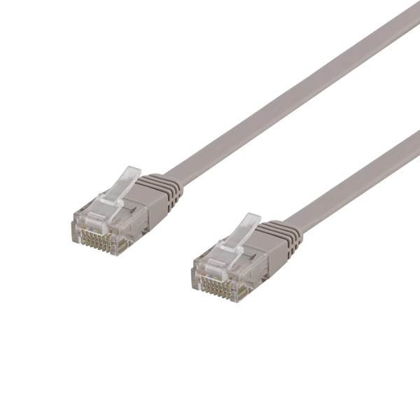U/UTP Cat6 patch cable, flat, 1.5m, 250MHz, grey