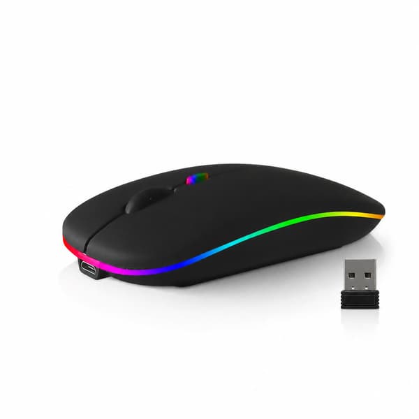 Trådløs mus - 2,4G + Bluetooth dobbelttilstand belyst sort