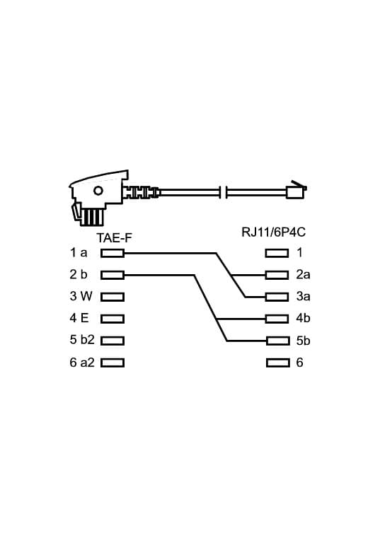 TAE-F-kabel (universal pinout), sort