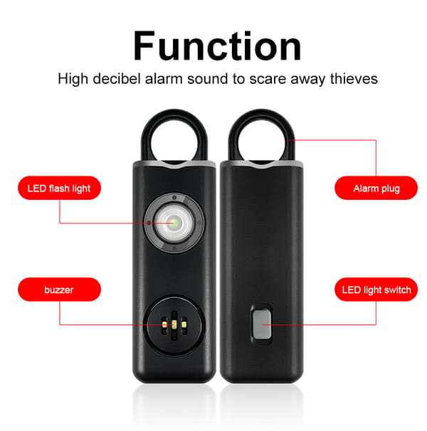 Bærbar overfallsalarm 130 dB Black