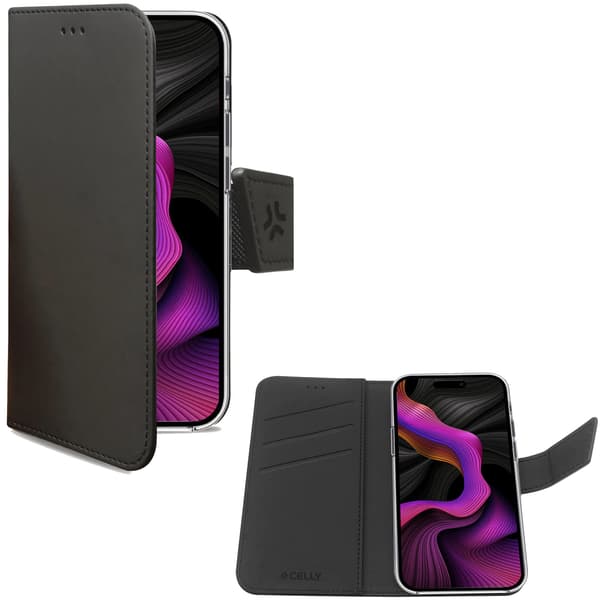 Wally Wallet Case iPhone 15 Plus musta