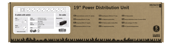 Powerstrip 8xCEE 7/3 socket 1xCEE 7/7 switch 19 "1U 3m cable