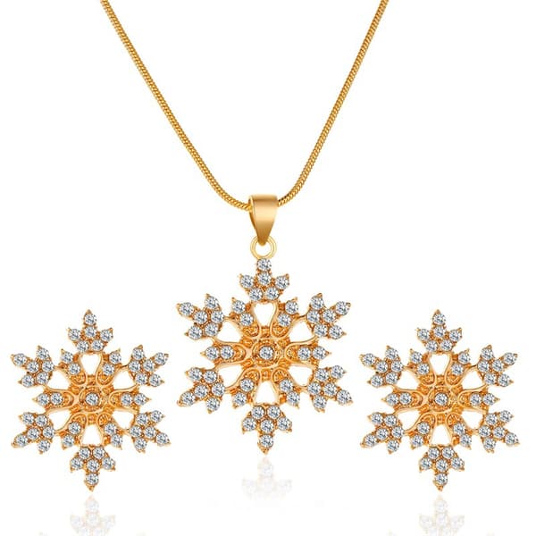 Snowflake Halsband Örhängen Set Gold