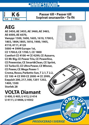 Vacuum cleaner bags K6