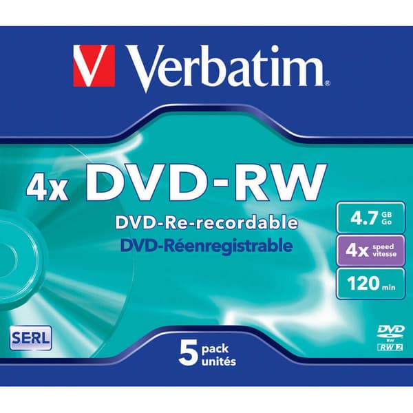 DVD-RW 4,7GB 4x 5-pack