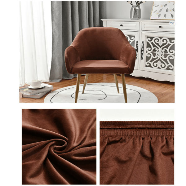 Sträckbara bågstolsöverdrag, stolsöverdrag i mjuk polyester coffee