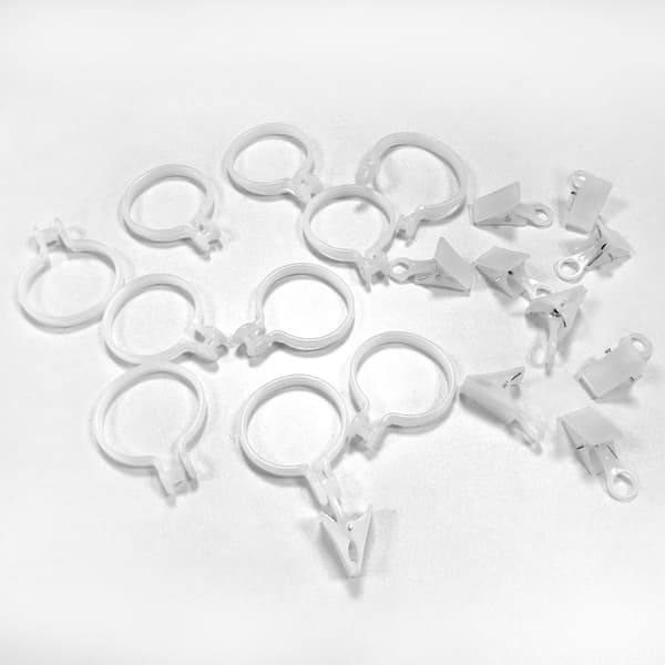 Gardinringar med Klämmor, 10-pack White