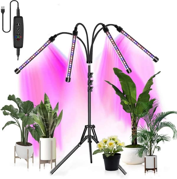 Sammenleggbar plantelampe med justerbart stativ og timer Black