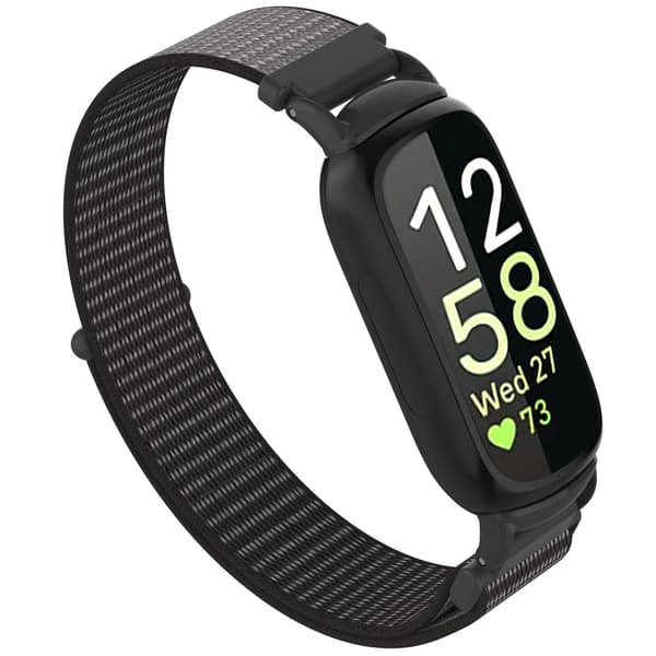 Nylon Loop Hook and Loop Rem Kompatibel med Fitbit Inspire 3 - Fås i Flere Farver Grey