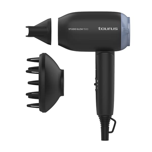 Hårtørrer 1400W Studio Glow 1500 Foldbar Sort