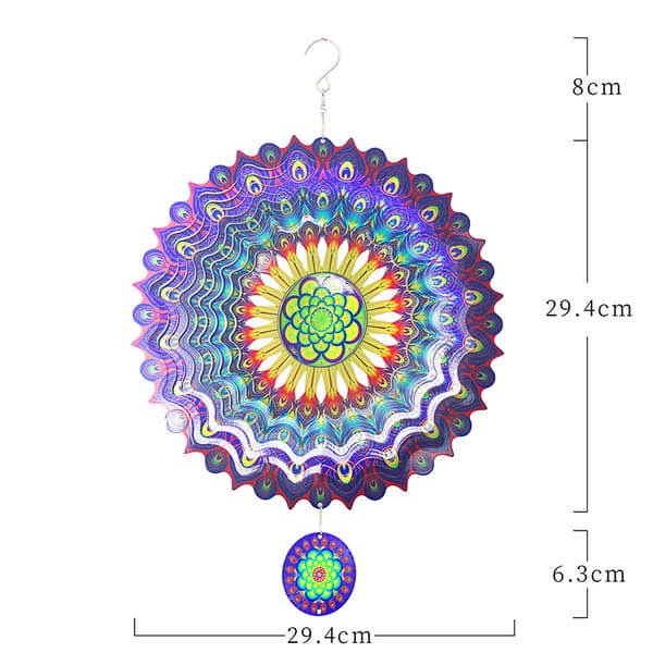 3D Roterende Mandala Vindspill - Blå Lilla