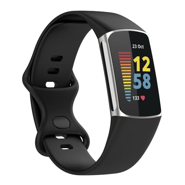 Silikone urrem til Fitbit Charge 5 Charge 6 Black S