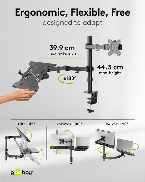 Skärmfäste med laptop-arm Flex