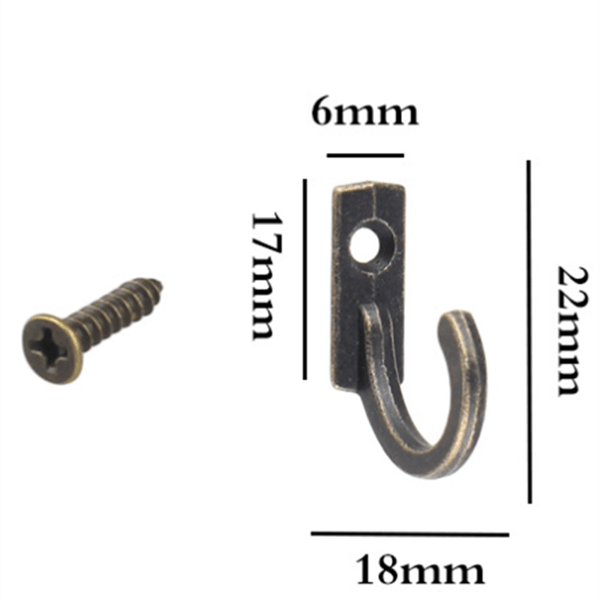 Seinäkoukut ruuveilla 10 kpl Black
