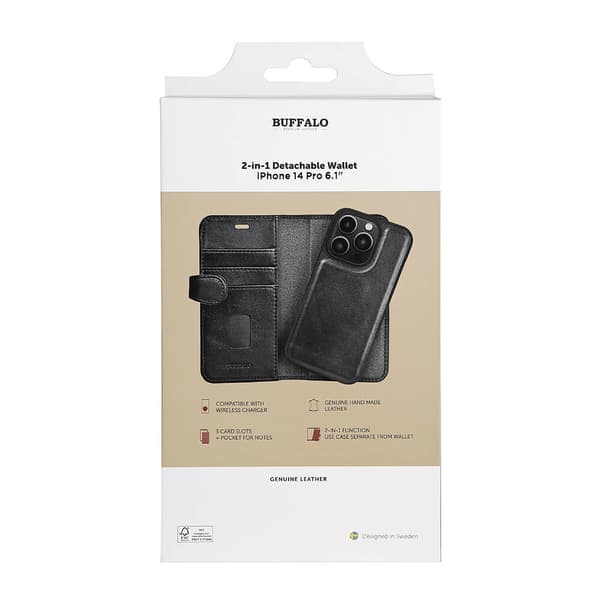 Lommebokdeksel iPhone 14 Pro Svart