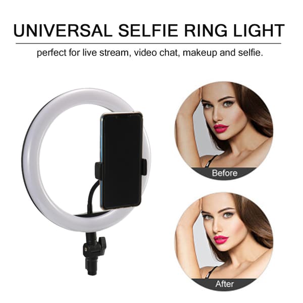Selfie-ring med dimbare LED-lys - Svart