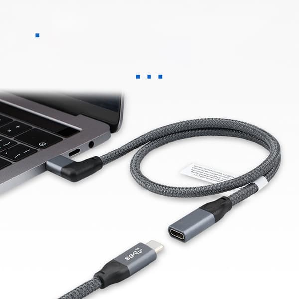 100W USB-C forlængerkabel - 20Gbps data & 4K video - vinkelret design 1.5m