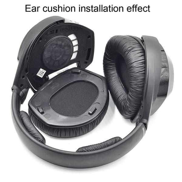 Erstatningsøreputer i lær - for Sennheiser Black