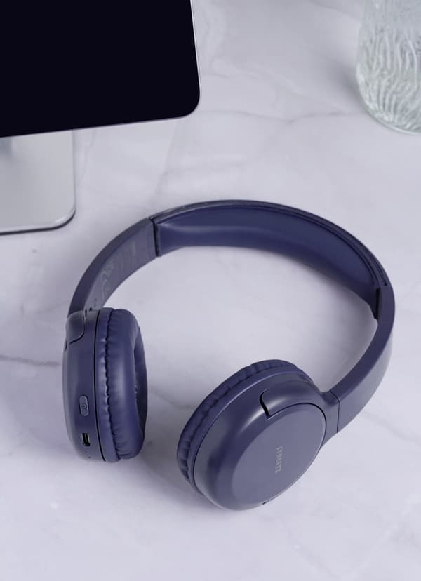 BT210 Bluetooth headphones, mic, foldable, blue