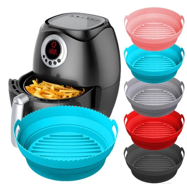 Sammenfoldelig rund Air Fryer silikoneform 20 cm Grey 20 cm