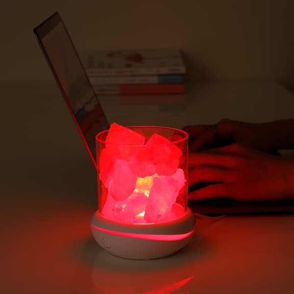 Saltstenslampe USB Aromaterapi Hvid / Orange