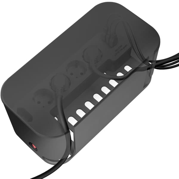 Kabelboks - Kabelskjuler med grenuttak + USB-A/USB-C lading Sort