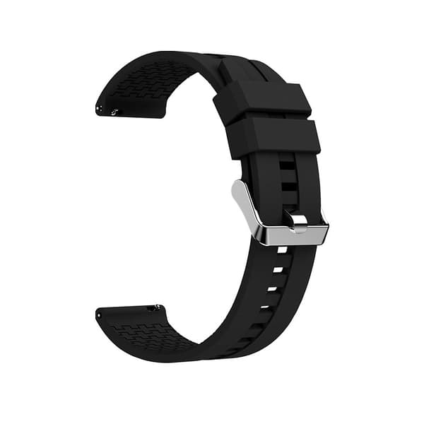 Premium Sort Silikone Urrem - 22mm Sølvspænde