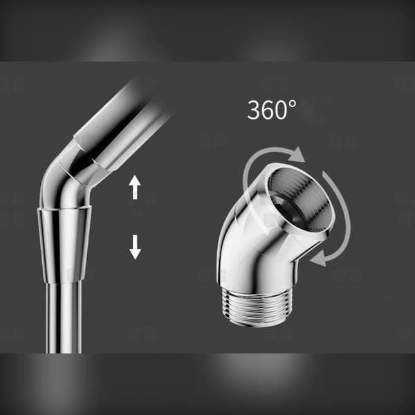 Justerbar koppar dusvel 152mm - 135° vridbar vinkeladapter, silverfinish