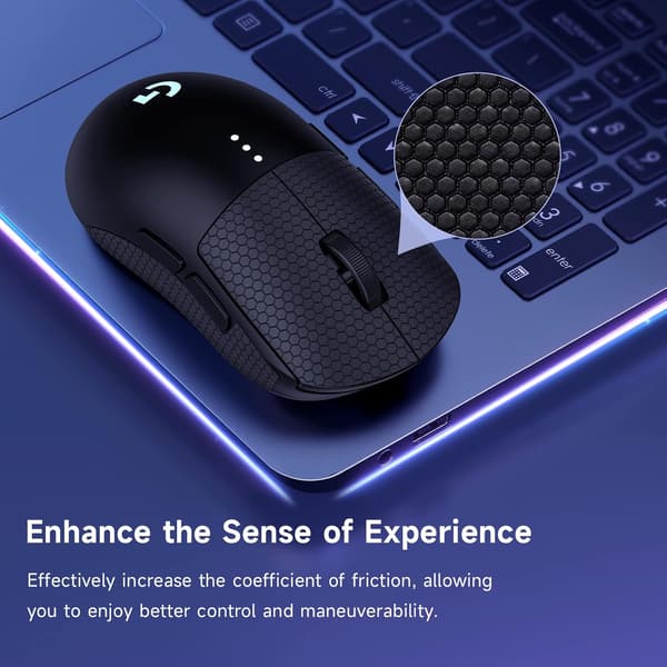Forbedrede Grip Mouse Stickers til Logitech G604 - Sort