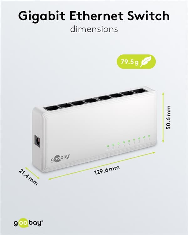 8-port Gigabit Ethernet netværksswitch