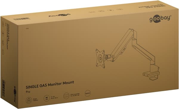Single skärmfäste med gasfjäder