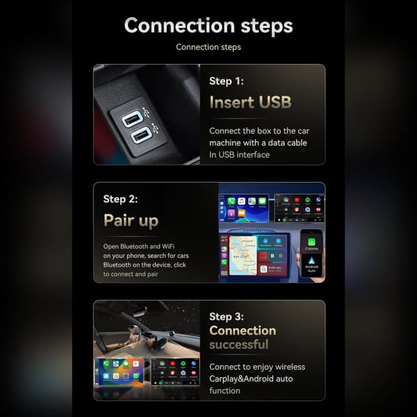 Trådløs CarPlay Android Auto 2-i-1 Smart Bilforbindelsesboks, der er kompatibel med Apple og Android Silver