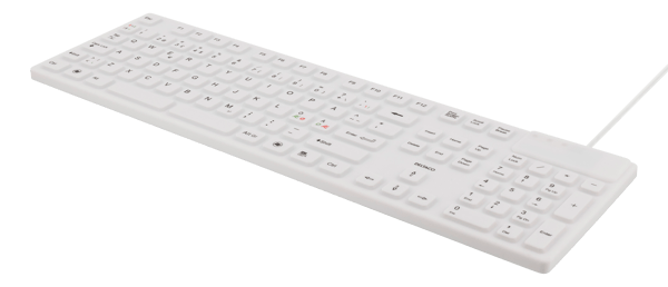 Rubberized keyboard silicone IP68 full size 105 keys white