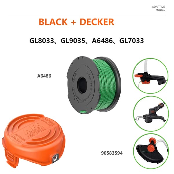 Reservespole og -hette til Black+Decker-trimmere