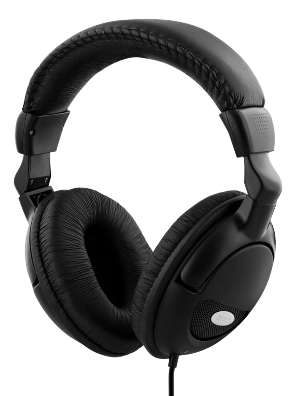 Headphones with volume control, 2.2m cable, black