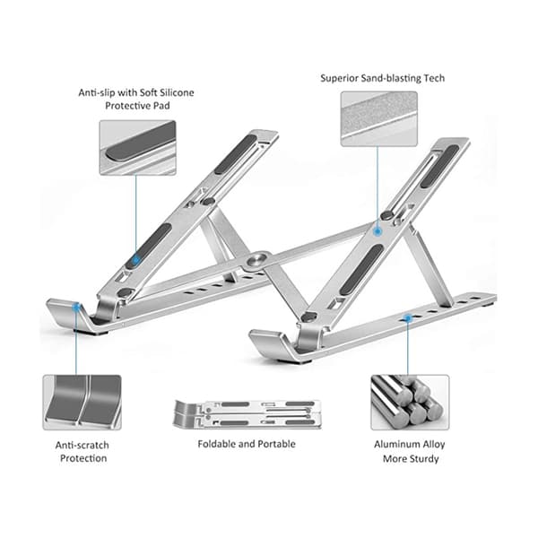 Hopfällbart laptopställ med justerbar vinkel Silver
