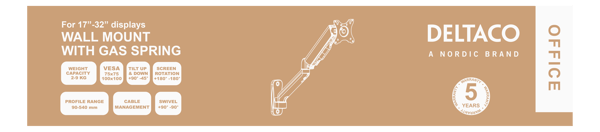 OFFICE Single wall gas spring, 17"-32", 2-9kg