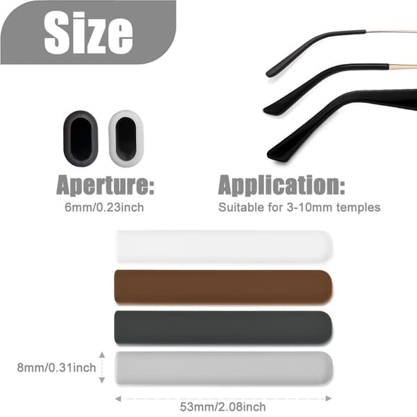 Silikone Anti-Slip Puder Til Briller - 2 Par Black
