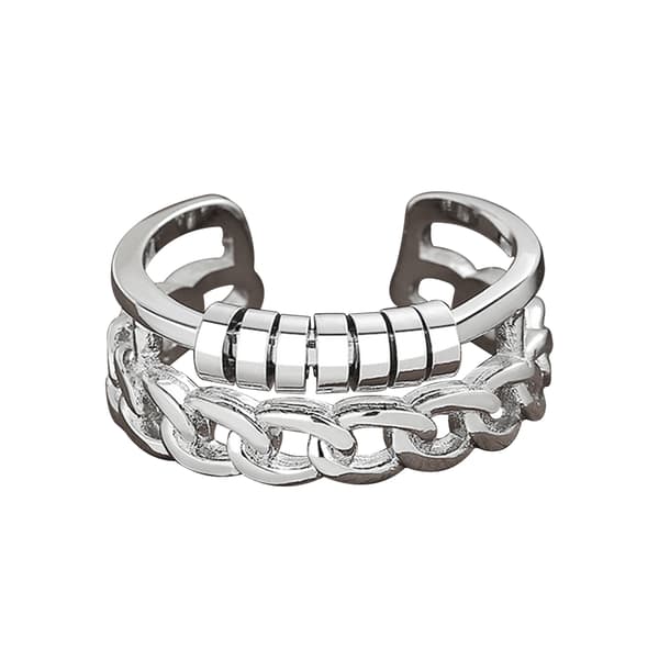 Justerbar anti-stress ring med drejelige ringe Silver