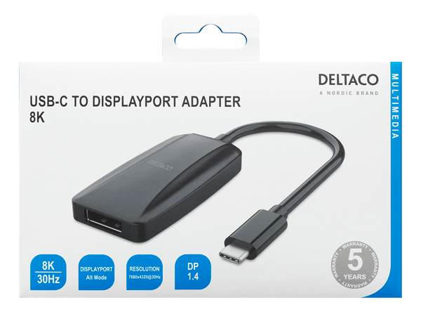 USB-C - DP adapter, USB-C ma, DP fe, 7680x4320 30Hz, black