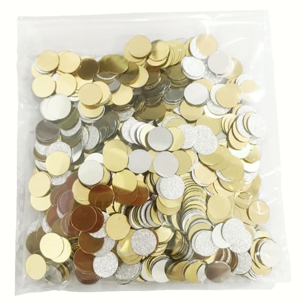 Hilekonfetti, 8 mm pyöreä paljettikonfetti Silver 30g