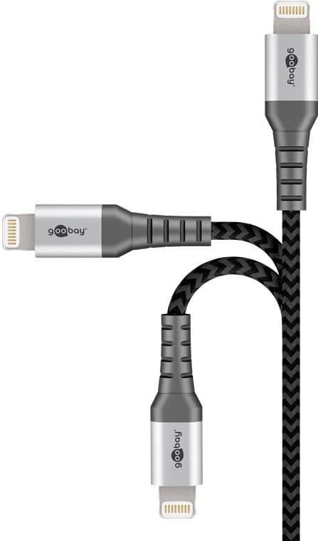 Lightning USB-C™ tekstilkabel med metalstik, 0,5 m