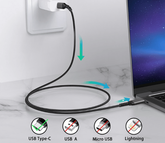 Kabel, USB-C til USB-C 5A/20V PD 100W Black 2 m