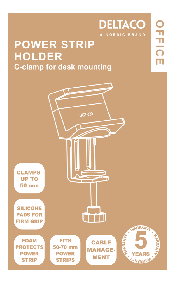 OFFICE Clamp-on power strip holder for desks, white
